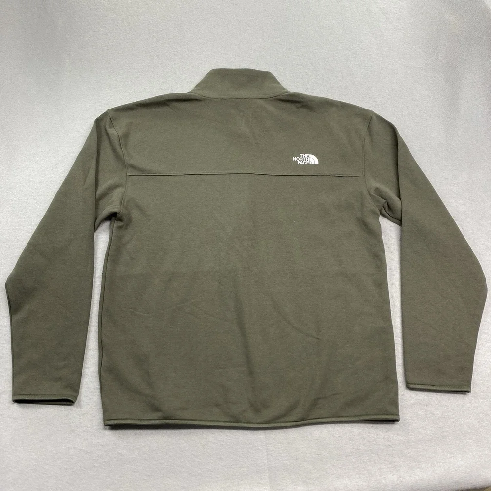 The North Face Sweatshirt Mens Large Taupe Green Double Knit Half Zip Pullover